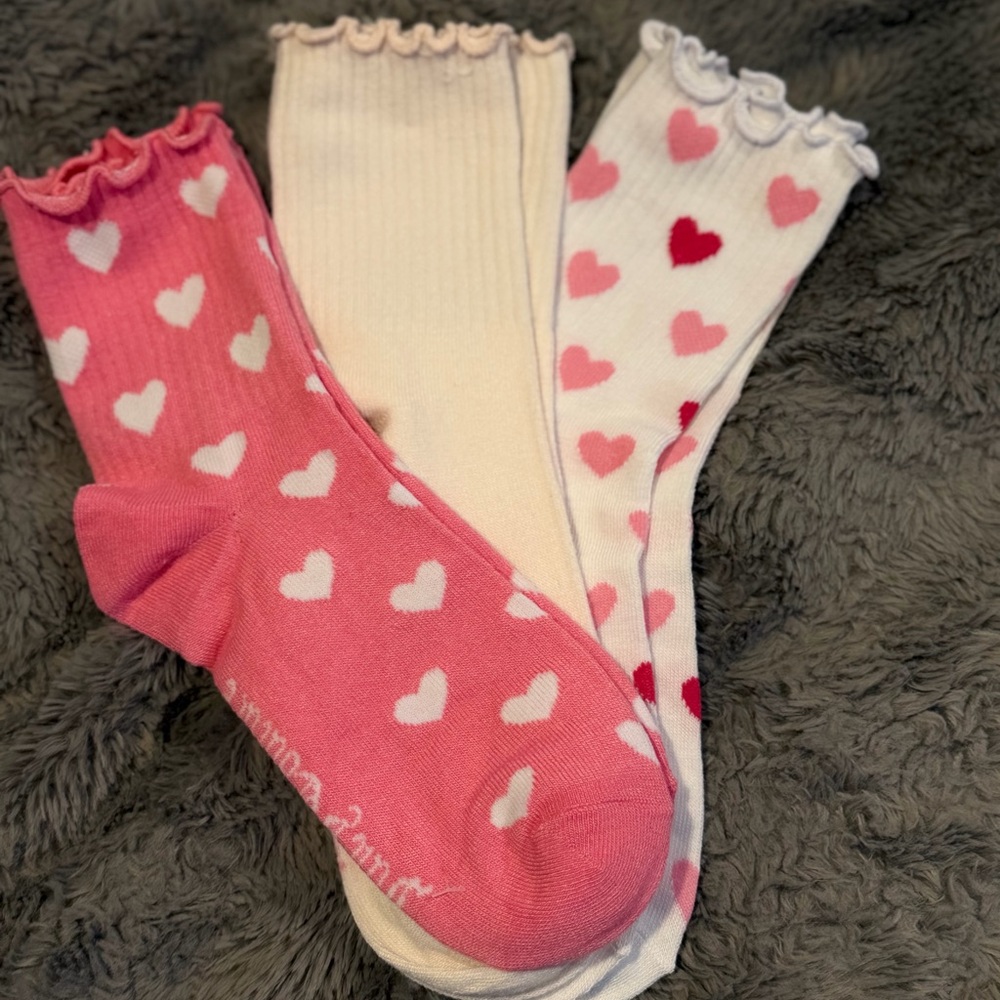 Juicy Couture Pink and Cream Heart Socks Trio